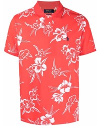 Мужская красная футболка-поло с цветочным принтом от Polo Ralph Lauren