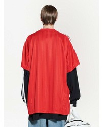 Мужская красная футболка с v-образным вырезом с принтом от Balenciaga
