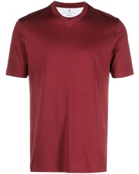 Мужская красная футболка с v-образным вырезом от Brunello Cucinelli