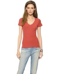 Женская красная футболка с v-образным вырезом от James Perse