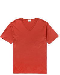 Мужская красная футболка с v-образным вырезом от Sunspel