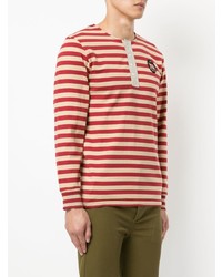 Мужская красная футболка с длинным рукавом в горизонтальную полоску от Kent & Curwen