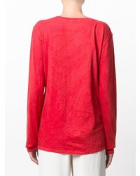 Женская красная футболка с длинным рукавом в горошек от Suzusan