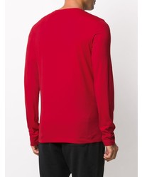 Мужская красная футболка с длинным рукавом с принтом от Balmain