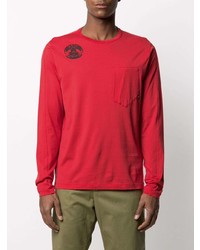 Мужская красная футболка с длинным рукавом с принтом от Stone Island Shadow Project