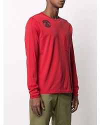 Мужская красная футболка с длинным рукавом с принтом от Stone Island Shadow Project