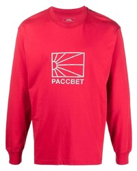 Мужская красная футболка с длинным рукавом с принтом от PACCBET