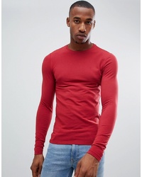 Мужская красная футболка с длинным рукавом от ASOS DESIGN