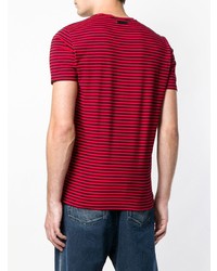 Мужская красная футболка с круглым вырезом в горизонтальную полоску от Diesel Black Gold