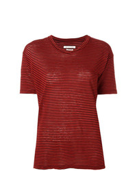Женская красная футболка с круглым вырезом в горизонтальную полоску от Isabel Marant Etoile