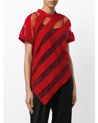 Женская красная футболка с круглым вырезом в горизонтальную полоску от MARQUES ALMEIDA