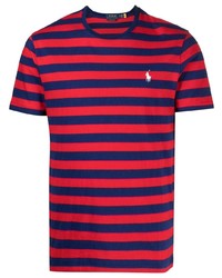 Мужская красная футболка с круглым вырезом в горизонтальную полоску от Polo Ralph Lauren
