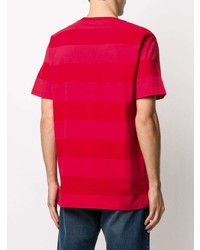 Мужская красная футболка с круглым вырезом в горизонтальную полоску от PS Paul Smith