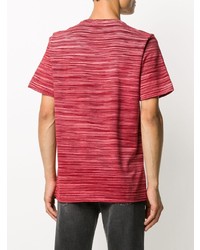 Мужская красная футболка с круглым вырезом в горизонтальную полоску от Missoni