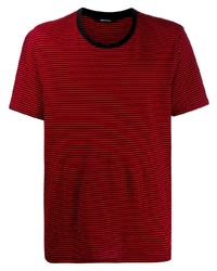 Мужская красная футболка с круглым вырезом в горизонтальную полоску от Zadig & Voltaire