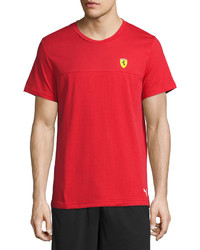 Красная футболка с круглым вырезом в сеточку