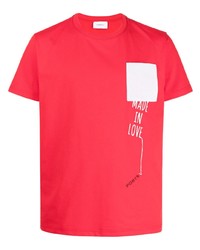 Мужская красная футболка с круглым вырезом в стиле пэчворк от Ports V