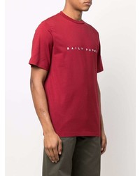 Мужская красная футболка с круглым вырезом с вышивкой от Daily Paper