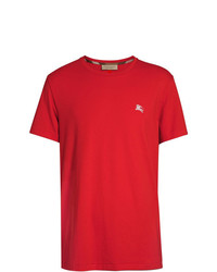 Мужская красная футболка с круглым вырезом с вышивкой от Burberry
