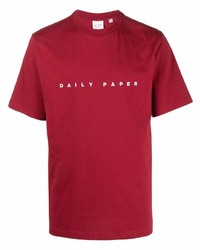 Мужская красная футболка с круглым вырезом с вышивкой от Daily Paper