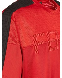 Мужская красная футболка с круглым вырезом с вышивкой от Fendi