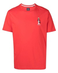 Мужская красная футболка с круглым вырезом с вышивкой от Hackett