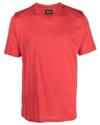 Мужская красная футболка с круглым вырезом с вышивкой от Kiton