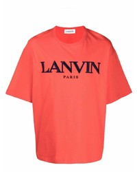 Мужская красная футболка с круглым вырезом с вышивкой от Lanvin