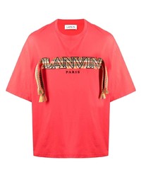 Мужская красная футболка с круглым вырезом с вышивкой от Lanvin