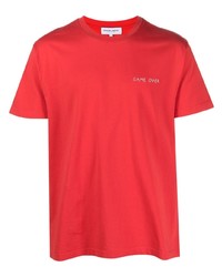 Мужская красная футболка с круглым вырезом с вышивкой от Maison Labiche