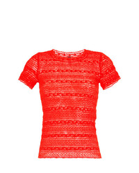 Женская красная футболка с круглым вырезом с вышивкой от Marc Cain