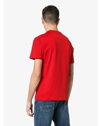 Мужская красная футболка с круглым вырезом с вышивкой от Versace
