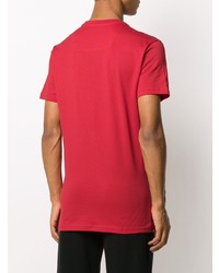 Мужская красная футболка с круглым вырезом с вышивкой от Philipp Plein