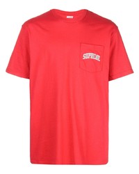 Мужская красная футболка с круглым вырезом с вышивкой от Supreme