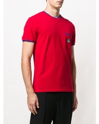 Мужская красная футболка с круглым вырезом с вышивкой от Kenzo