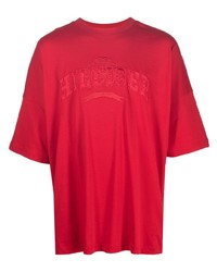 Мужская красная футболка с круглым вырезом с вышивкой от Tommy Hilfiger