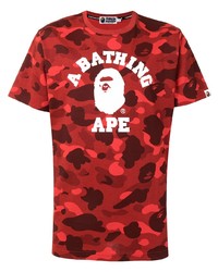 Мужская красная футболка с круглым вырезом с камуфляжным принтом от A Bathing Ape
