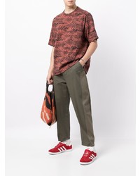 Мужская красная футболка с круглым вырезом с леопардовым принтом от Kenzo