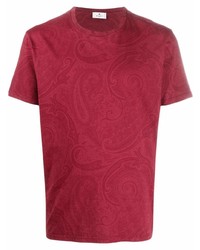 Мужская красная футболка с круглым вырезом с "огурцами" от Etro