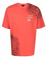 Мужская красная футболка с круглым вырезом с принтом тай-дай от Mauna Kea