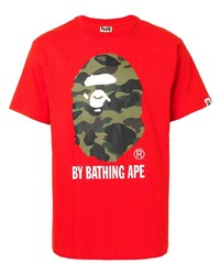 Мужская красная футболка с круглым вырезом с принтом от A Bathing Ape