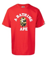 Мужская красная футболка с круглым вырезом с принтом от A Bathing Ape