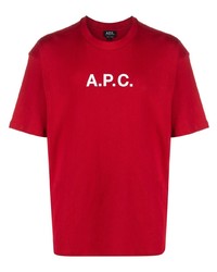 Мужская красная футболка с круглым вырезом с принтом от A.P.C.