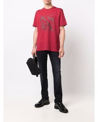 Мужская красная футболка с круглым вырезом с принтом от Z Zegna