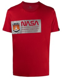 Мужская красная футболка с круглым вырезом с принтом от Alpha Industries