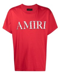 Мужская красная футболка с круглым вырезом с принтом от Amiri