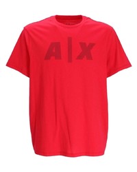 Мужская красная футболка с круглым вырезом с принтом от Armani Exchange