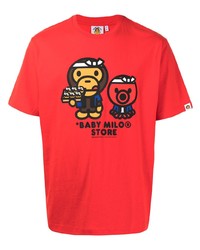Мужская красная футболка с круглым вырезом с принтом от *BABY MILO® STORE BY *A BATHING APE®