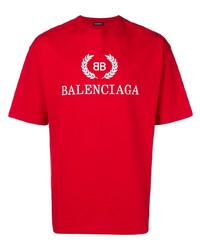 Мужская красная футболка с круглым вырезом с принтом от Balenciaga