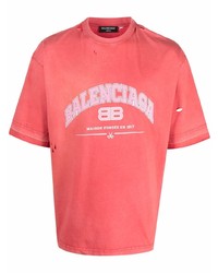 Мужская красная футболка с круглым вырезом с принтом от Balenciaga